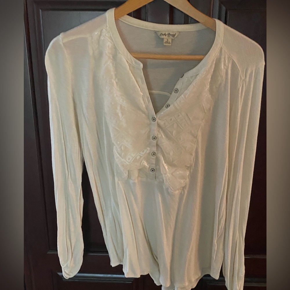 Lucky Brand Cream Long Sleeve Top